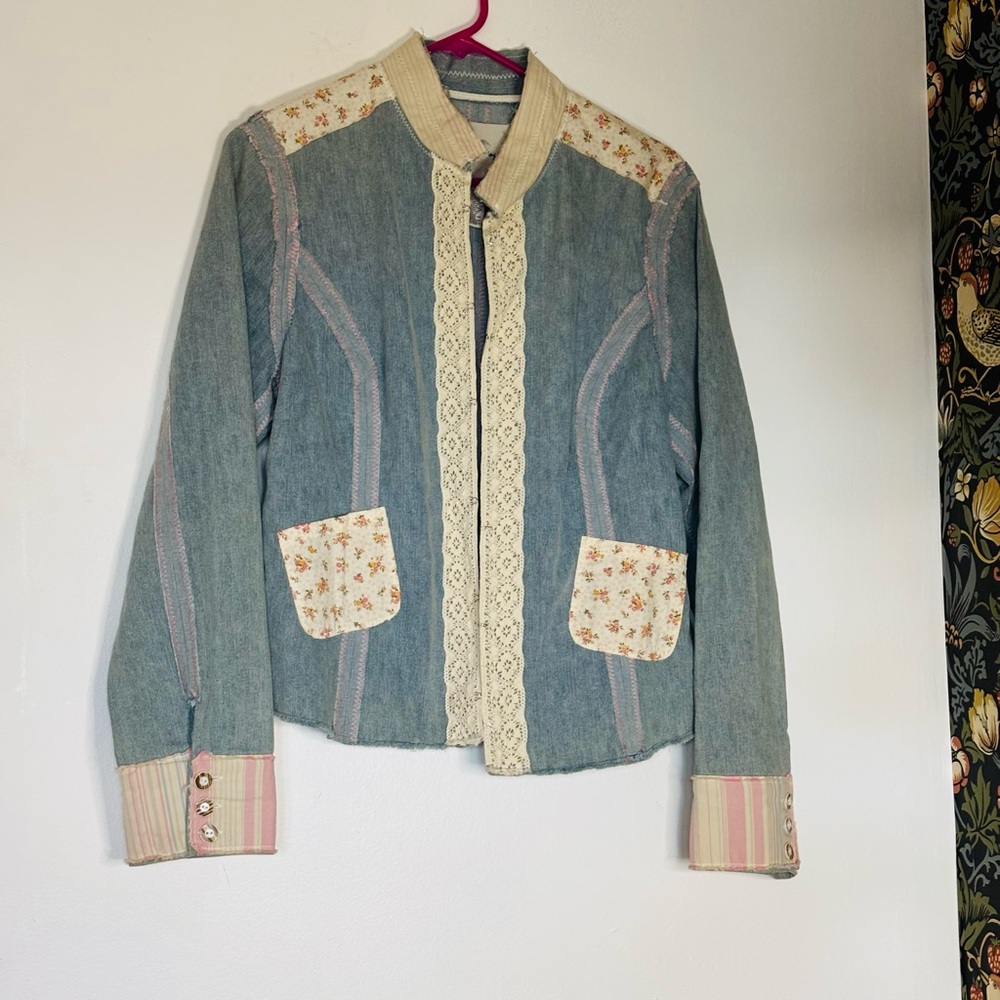Telluride clothing co women’s patchwork light jacket sz L cotton cottagecore